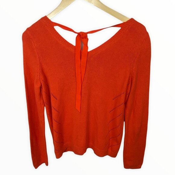 Anthropologie Moth Cashmere V-Neck Ribbon Tie Back Pullover Sweater Size XS Knit - Picture 4 of 15